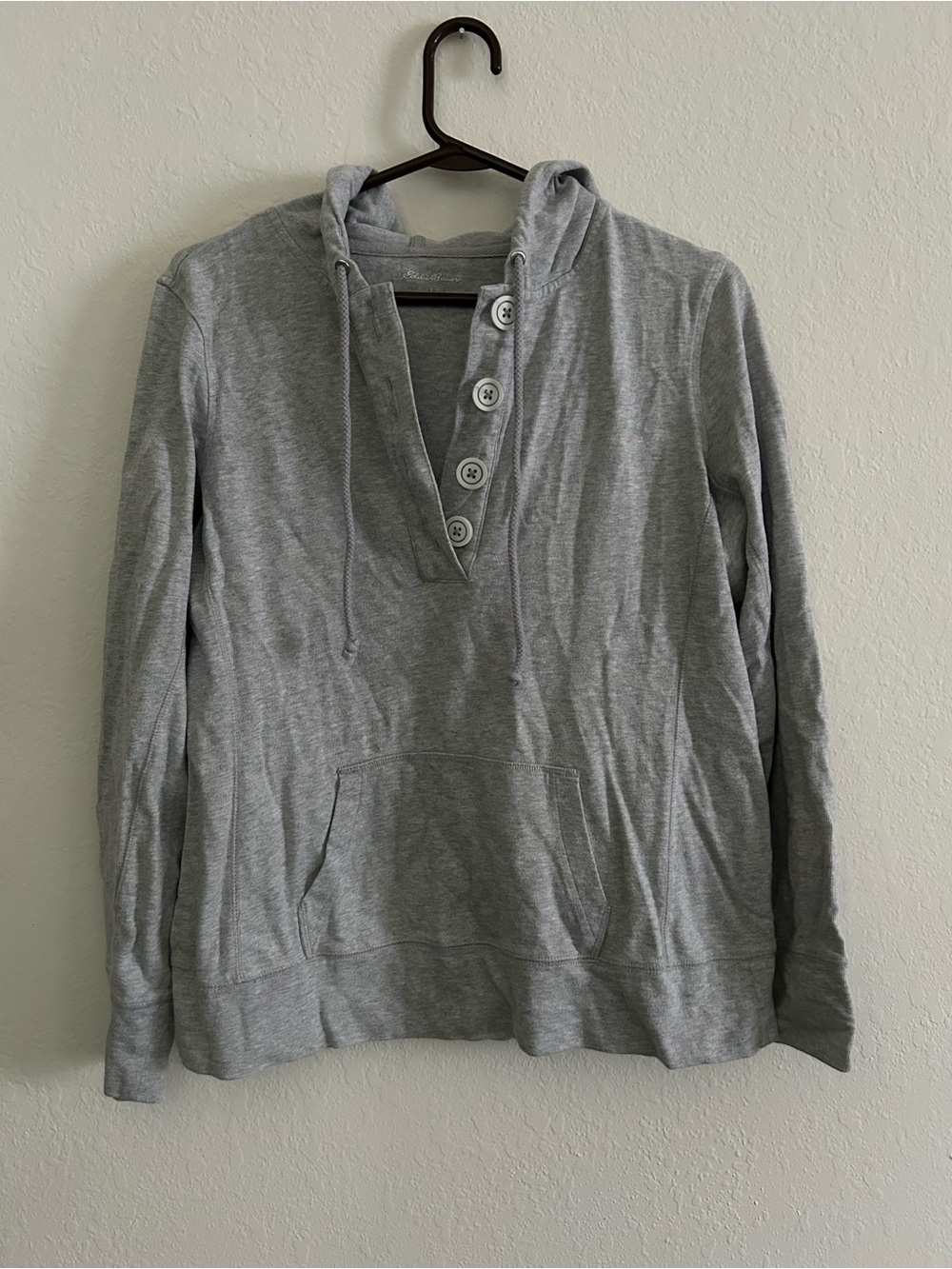 Eddie Bauer Light Gray Women's Crewneck Henley Pullover - Picture 2 of 4